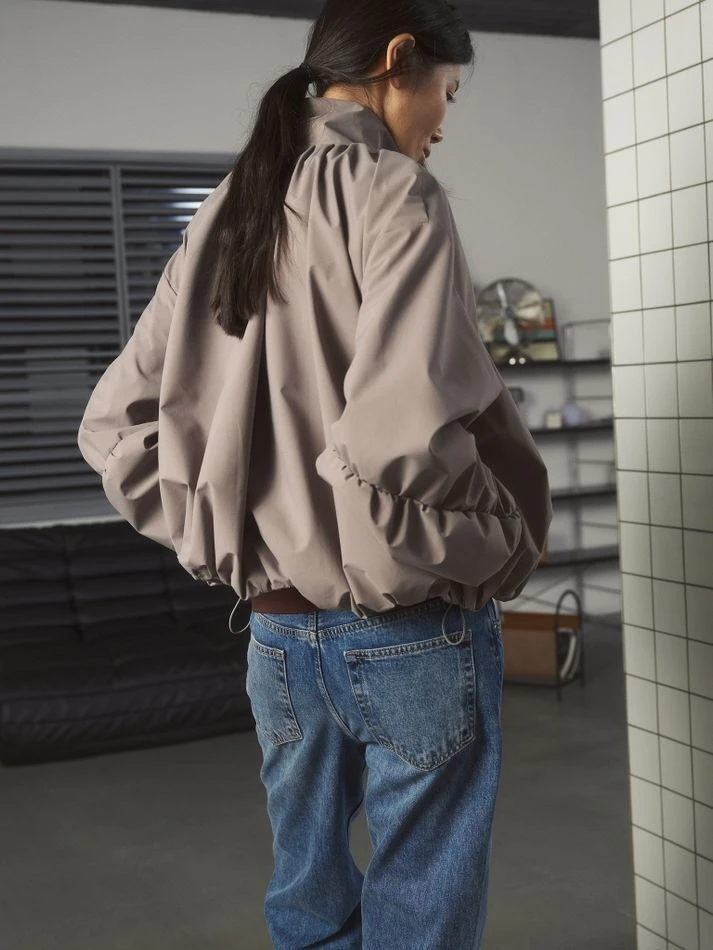 Куртка со сборками, серо-бежевый