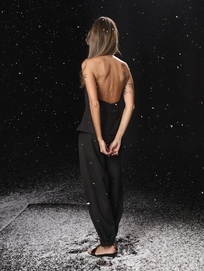 Брюки широкие с манжетами по низу, черный