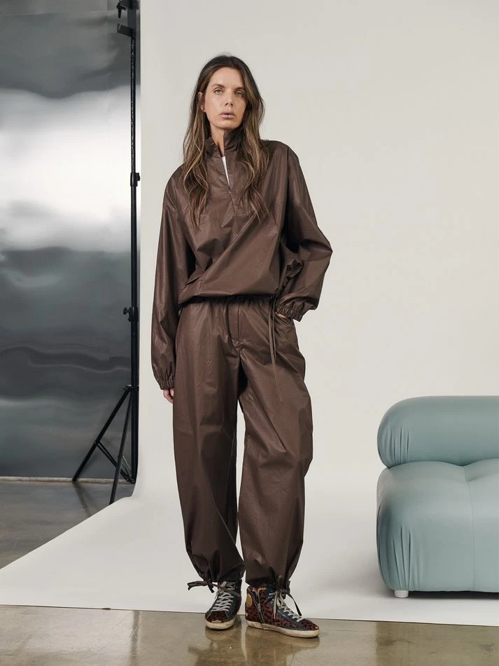 Костюм из вощеного хлопка: анорак+брюки, шоколадный