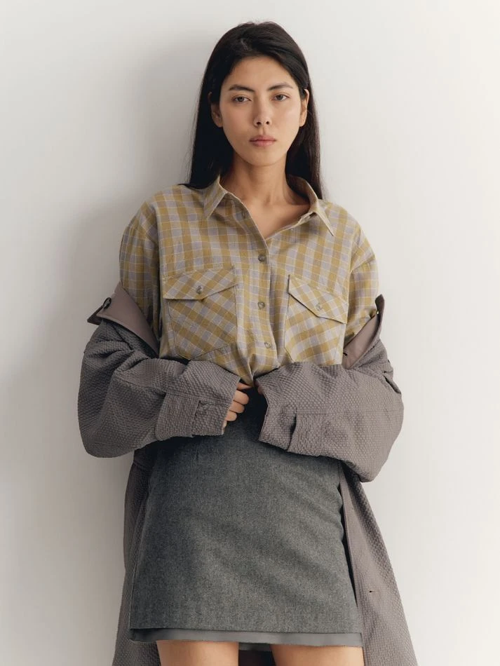 Рубашка в клетку на кнопках, зеленый