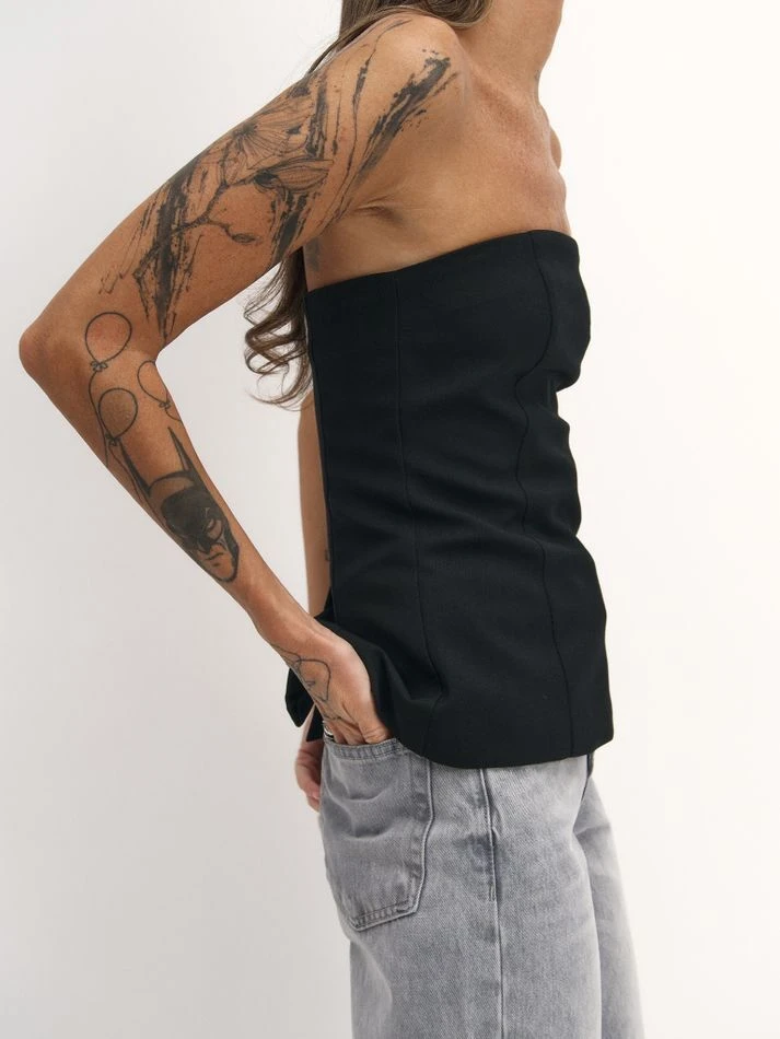 Корсет из фактурной ткани, черный