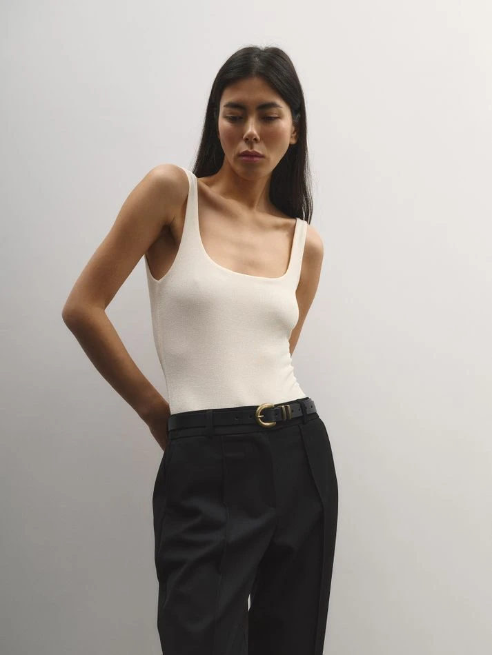 Ремень из гладкой кожи, черный