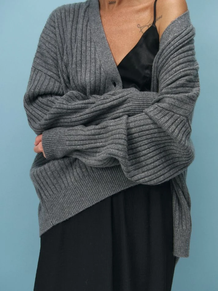 Кардиган с кашемиром, графитовый меланж