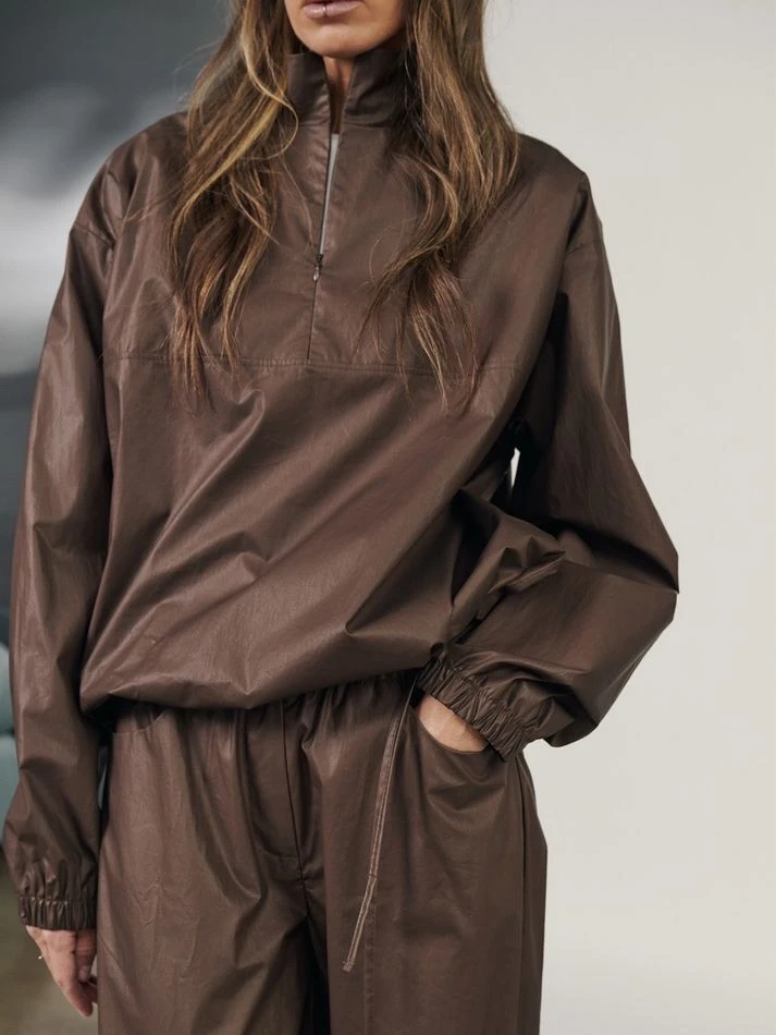 Костюм из вощеного хлопка: анорак+брюки, шоколадный