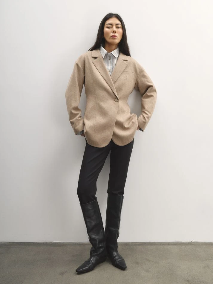 Жакет с поясом, бежевый