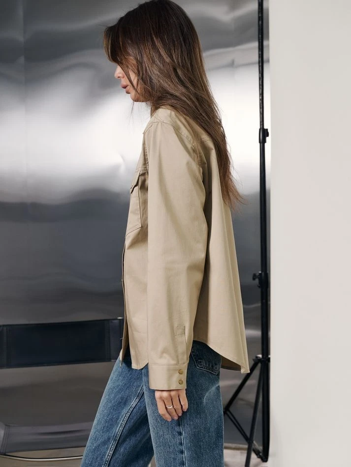 Рубашка на кнопках, бежевый