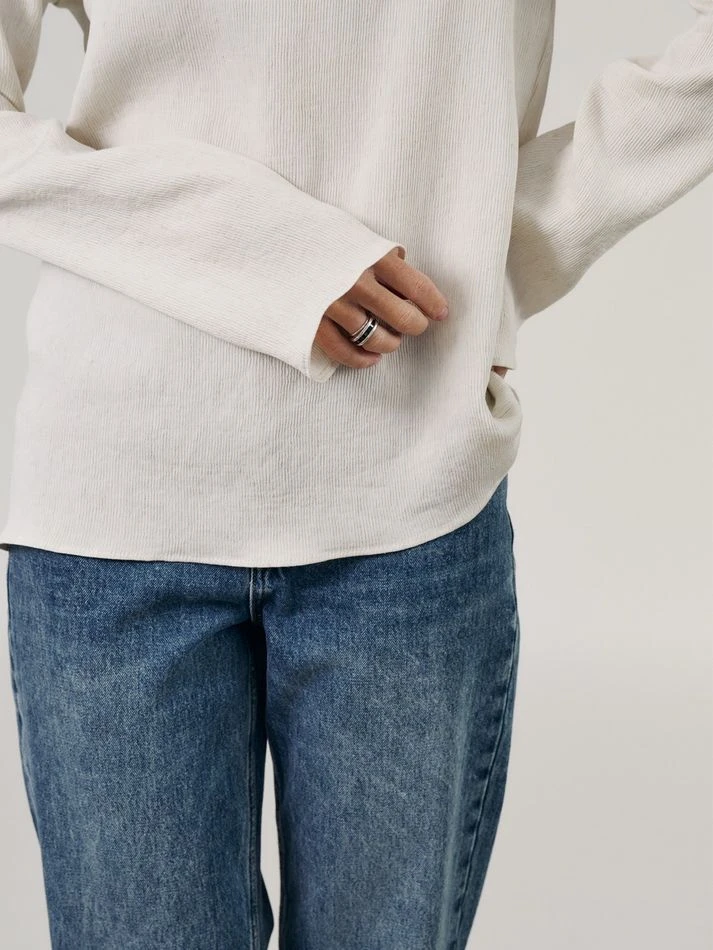 Блуза с пуговицами на воротнике, кремовый