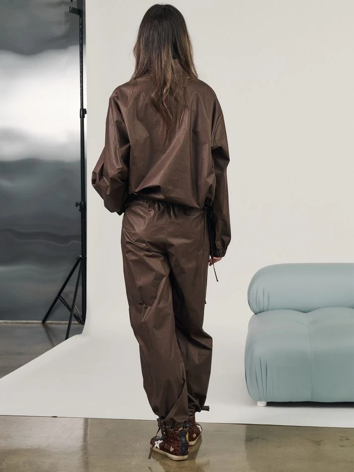Костюм из вощеного хлопка: анорак+брюки, шоколадный