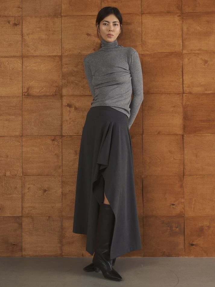 Юбка с ассиметричным воланом, графитовый