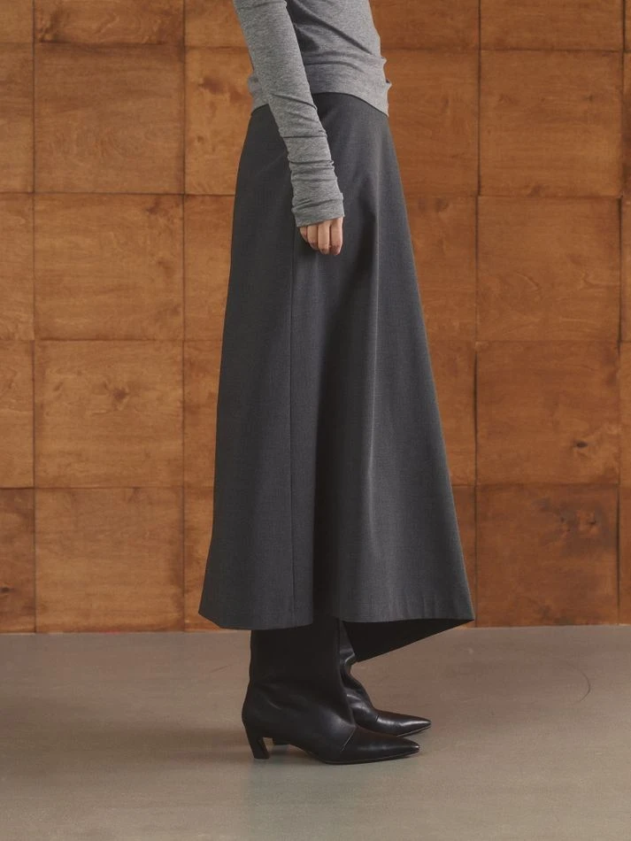Юбка с ассиметричным воланом, графитовый