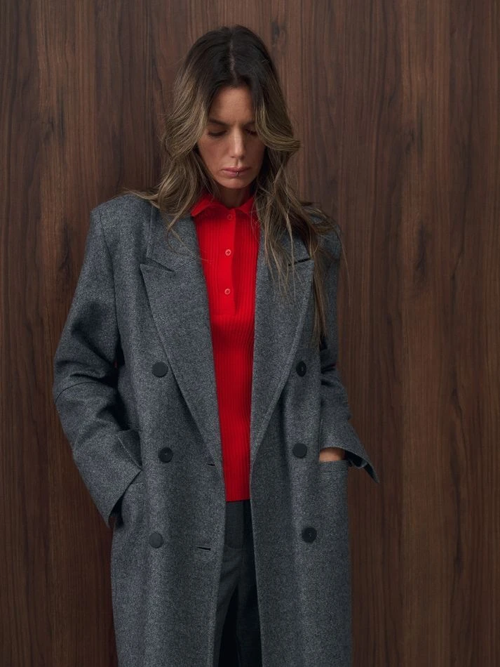 Пальто в мужском стиле, графитовый меланж