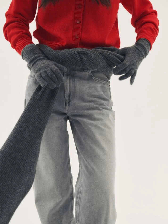 Перчатки с мохером, графитовый