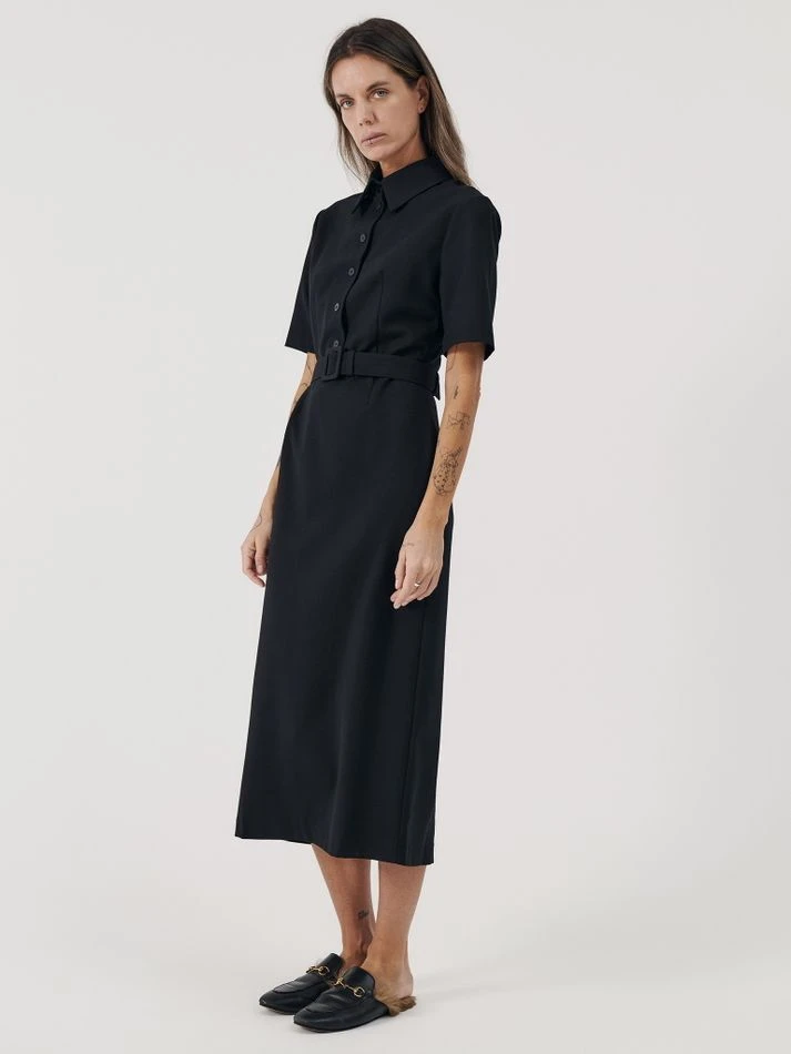 Платье миди с пуговицами на груди, черный