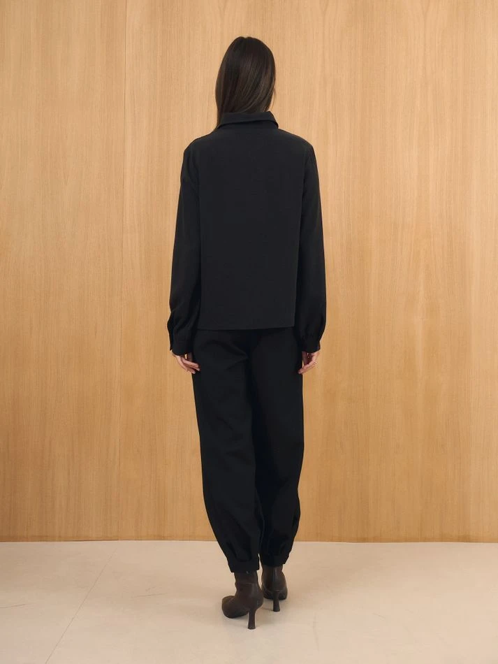 Рубашка с застежкой-поло, черный