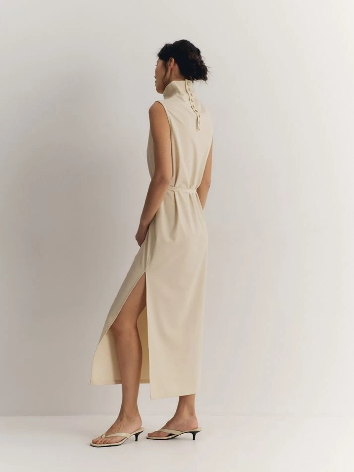 Платье с пуговицами на спине, кремовый
