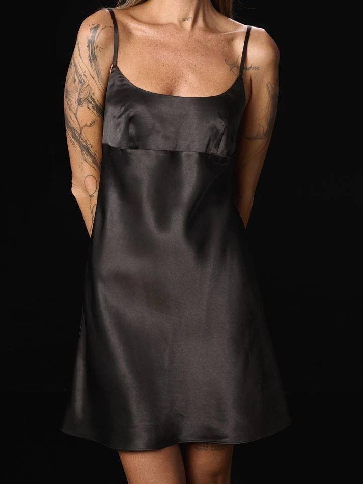 Комбинация мини из вискозы, черный