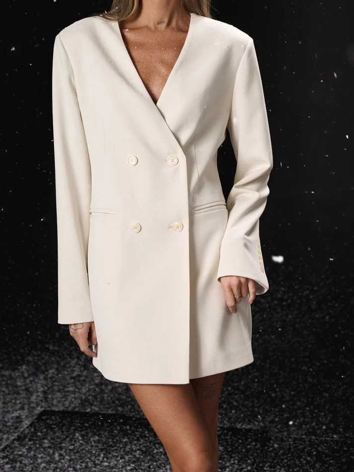 Платье-жакет из фактурной ткани, молочный