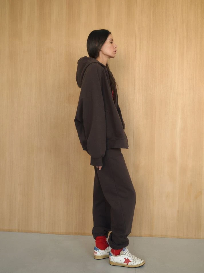 Костюм спортивный: худи на молнии+брюки, шоколадный