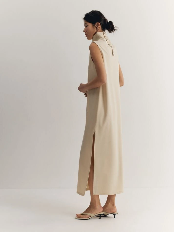 Платье с пуговицами на спине, кремовый