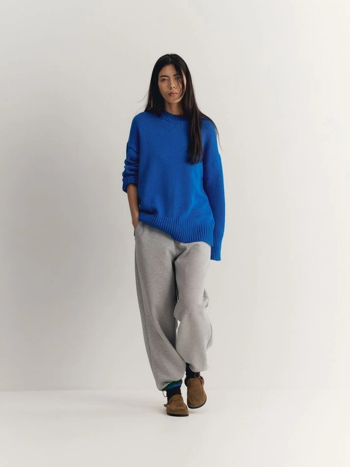 Джемпер объемный прямого кроя, синий
