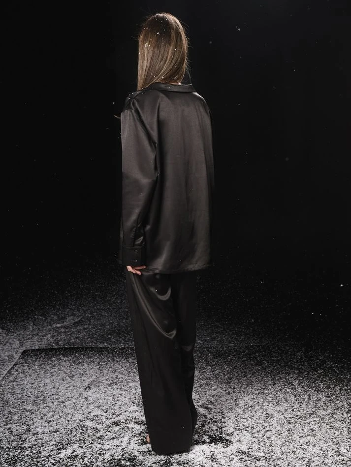 Рубашка из вискозы с английским воротником, черный