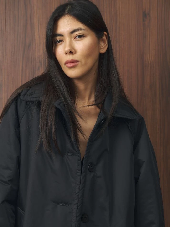 Плащ утепленный, черный