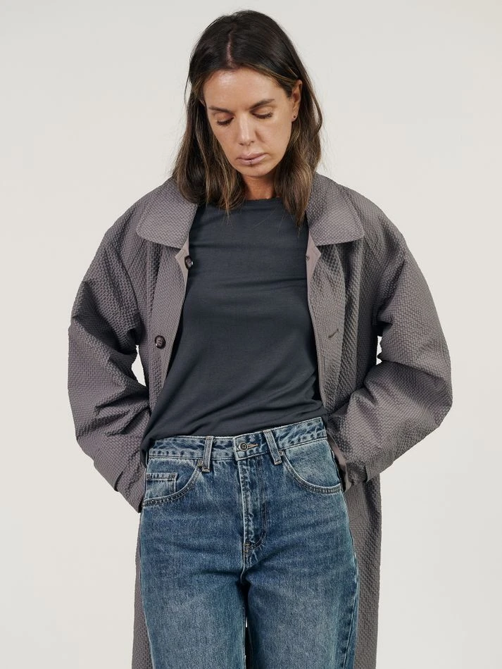 Плащ двусторонний, серо-бежевый