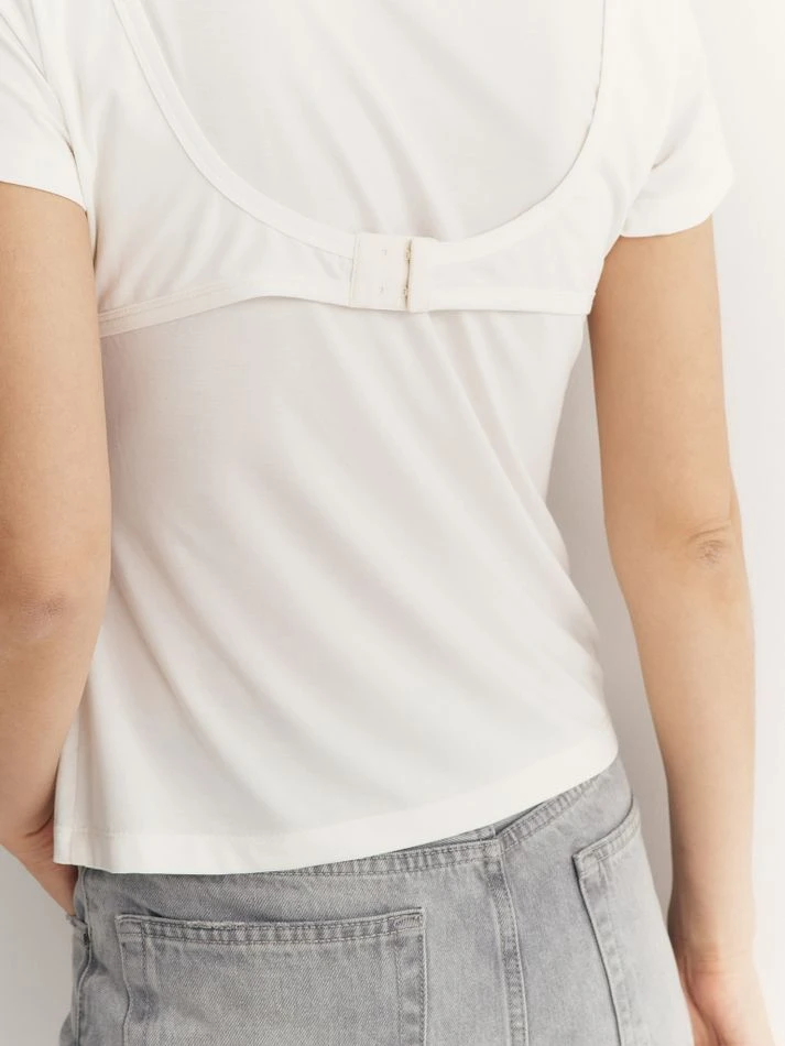 Футболка с лифом, молочный