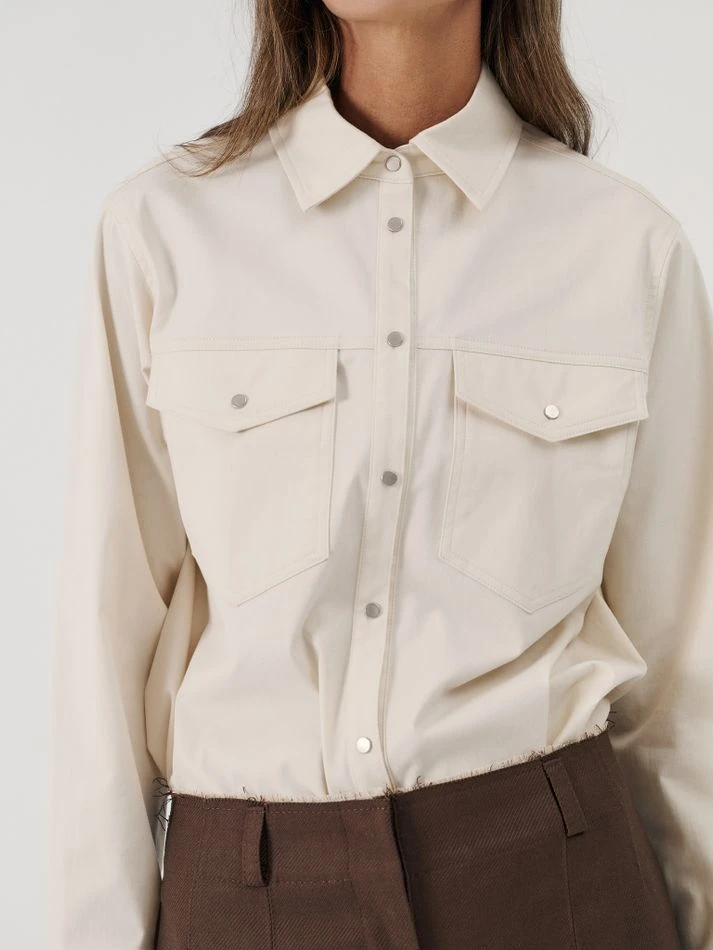Рубашка на кнопках, кремовый