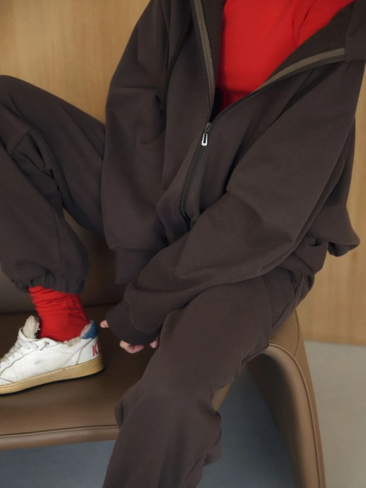 Костюм спортивный: худи на молнии+брюки, шоколадный