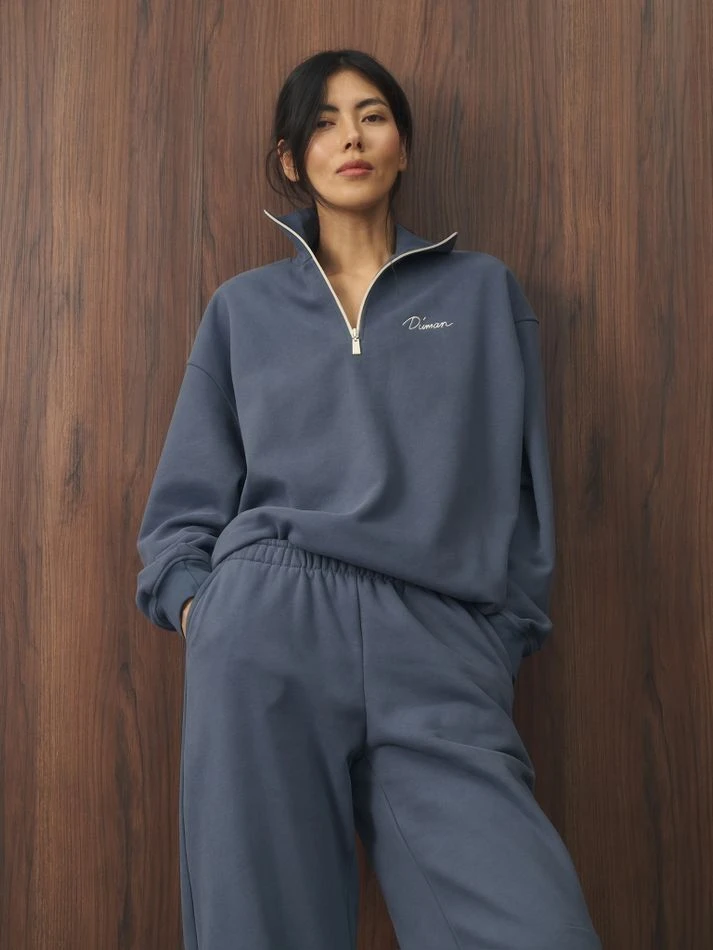 Костюм спортивный: свитшот на молнии+брюки, синий