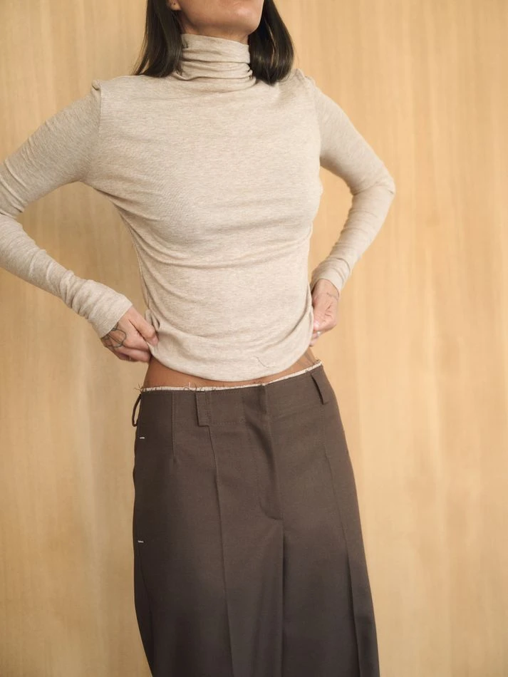 Водолазка с шерстью, бежевый меланж