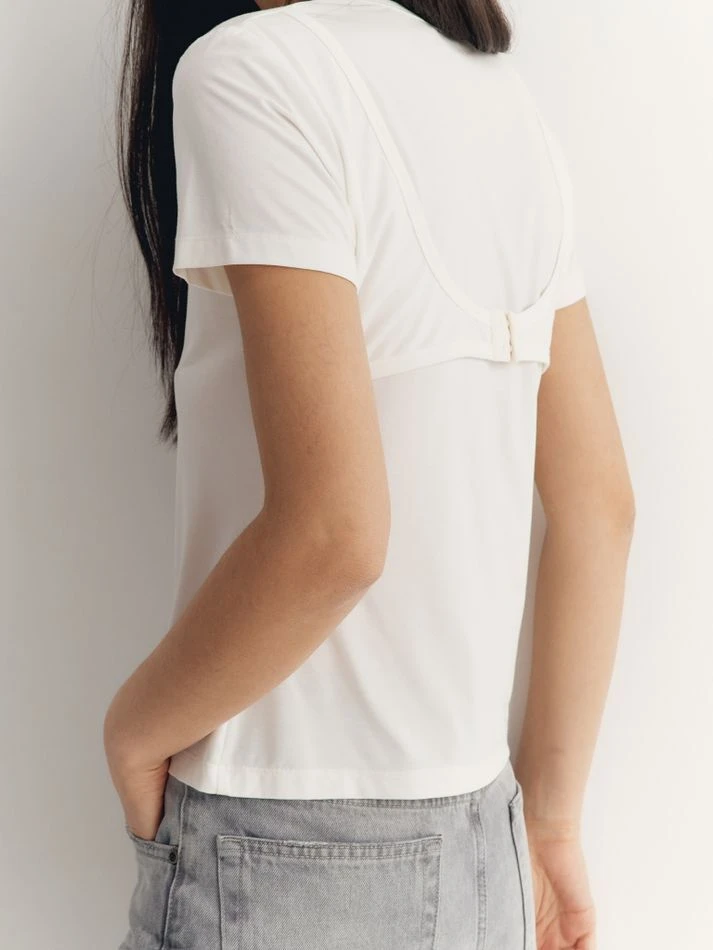 Футболка с лифом, молочный