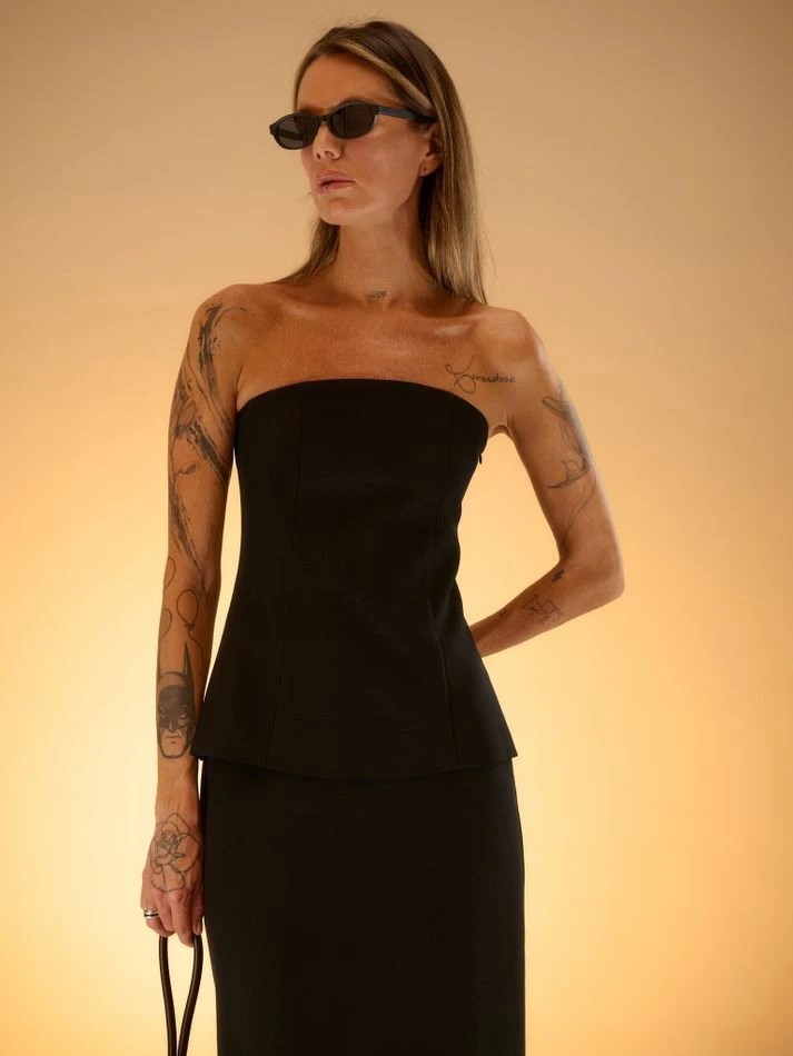 Корсет из фактурной ткани, черный