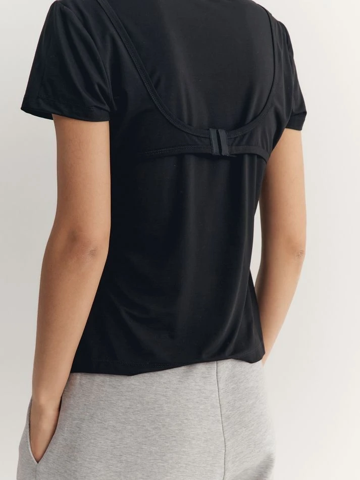Футболка с лифом, черный
