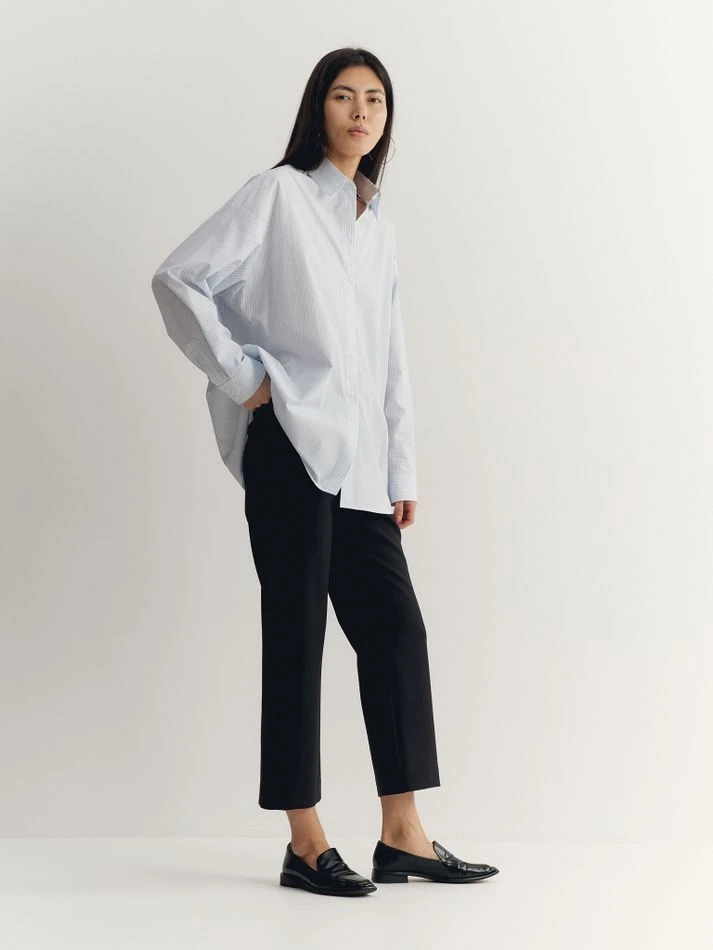 Рубашка объемного кроя, голубой (принт: Полоска)