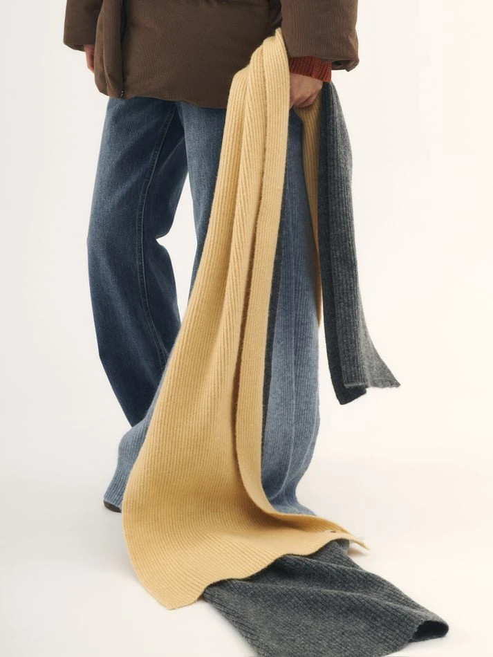 Шарф с мохером, желтый