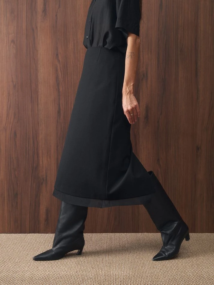 Юбка миди с органзой, черный