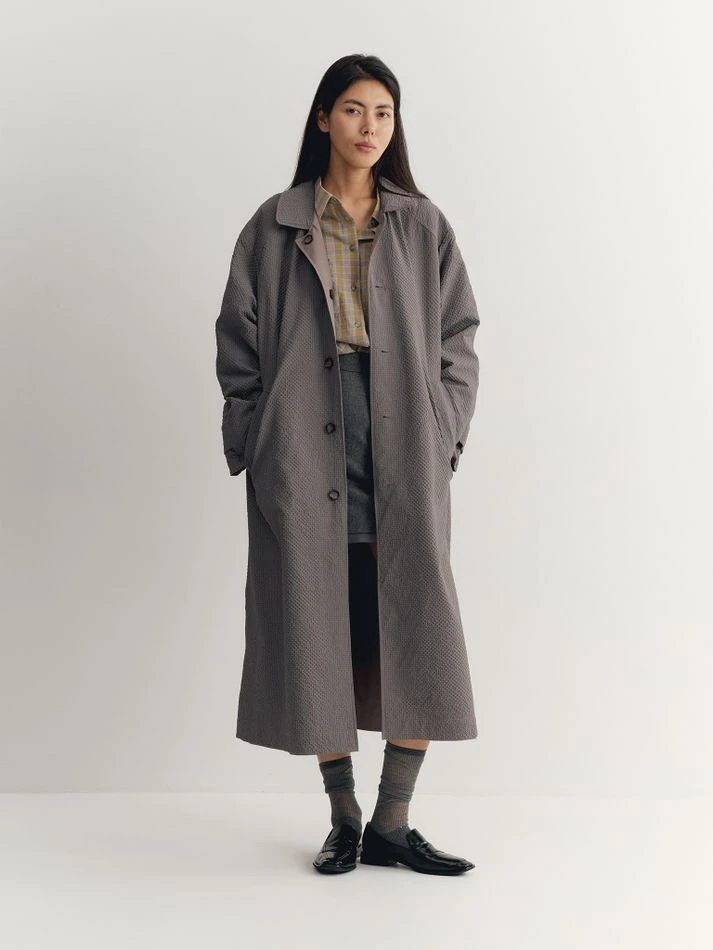 Плащ двусторонний, серо-бежевый