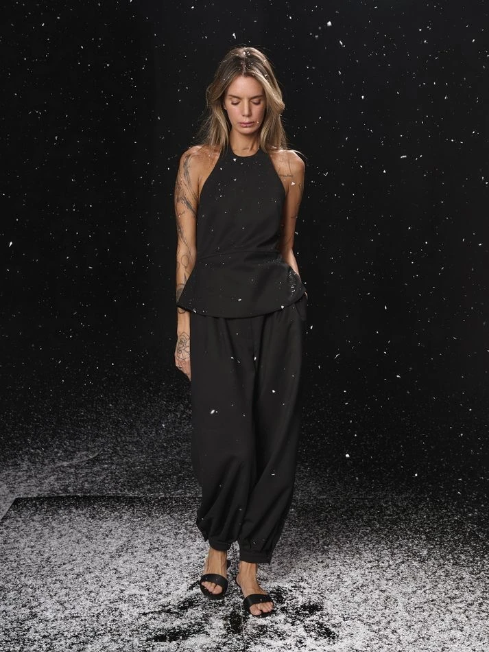 Брюки широкие с манжетами по низу, черный