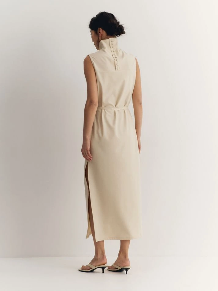 Платье с пуговицами на спине, кремовый