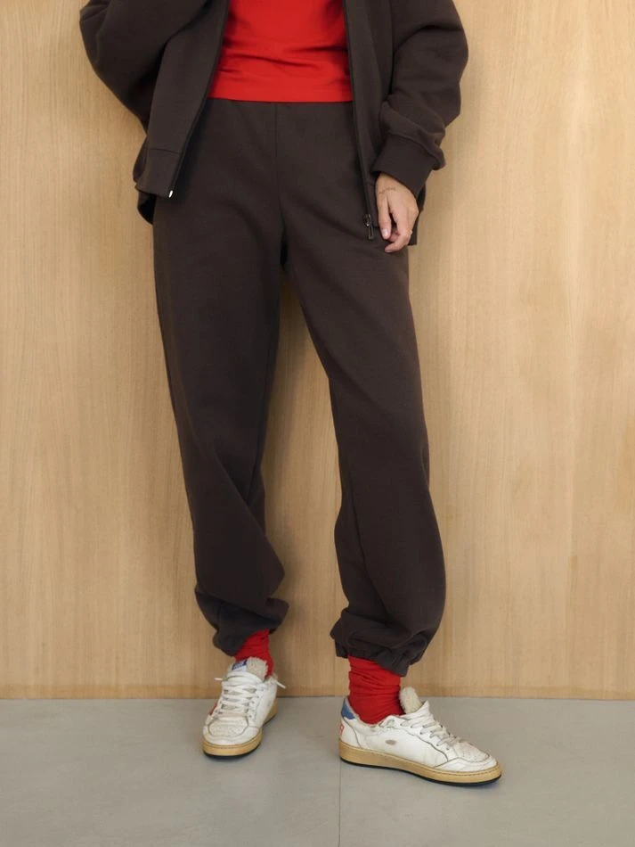 Костюм спортивный: худи на молнии+брюки, шоколадный