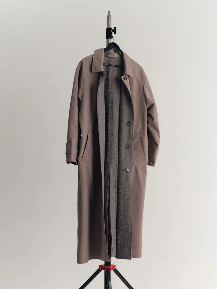 Плащ двусторонний, серо-бежевый