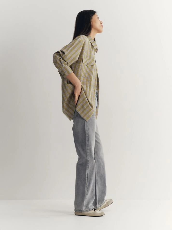 Рубашка в клетку на кнопках, зеленый