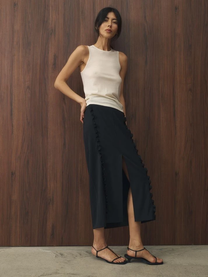 Юбка миди с рюшами, черный