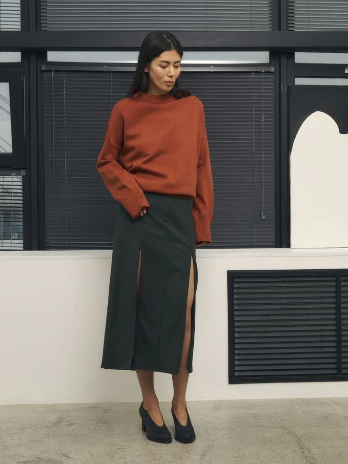 Юбка миди с молниями, хаки (принт: Гусиная лапка)