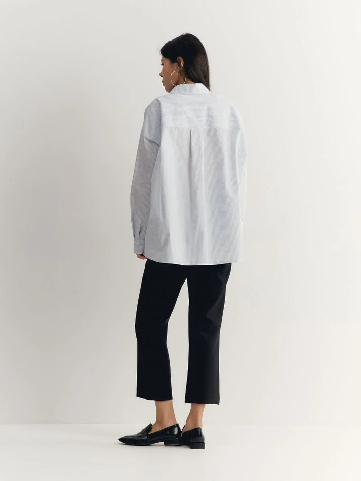 Рубашка объемного кроя, голубой (принт: Полоска)