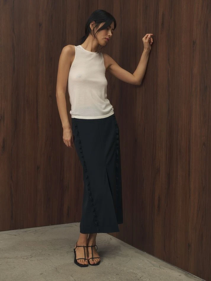 Юбка миди с рюшами, черный