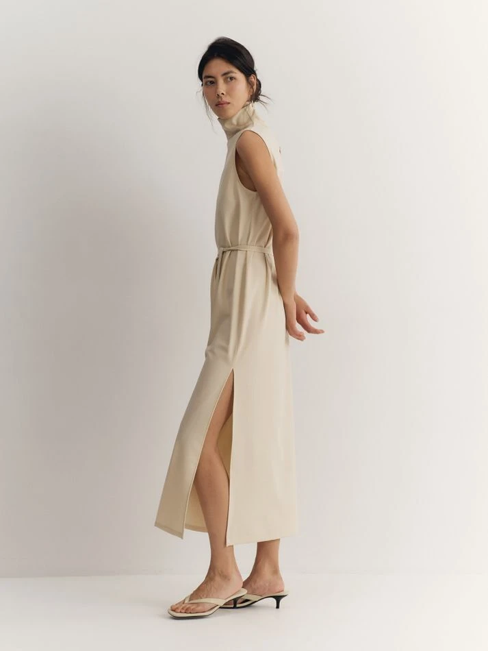 Платье с пуговицами на спине, кремовый