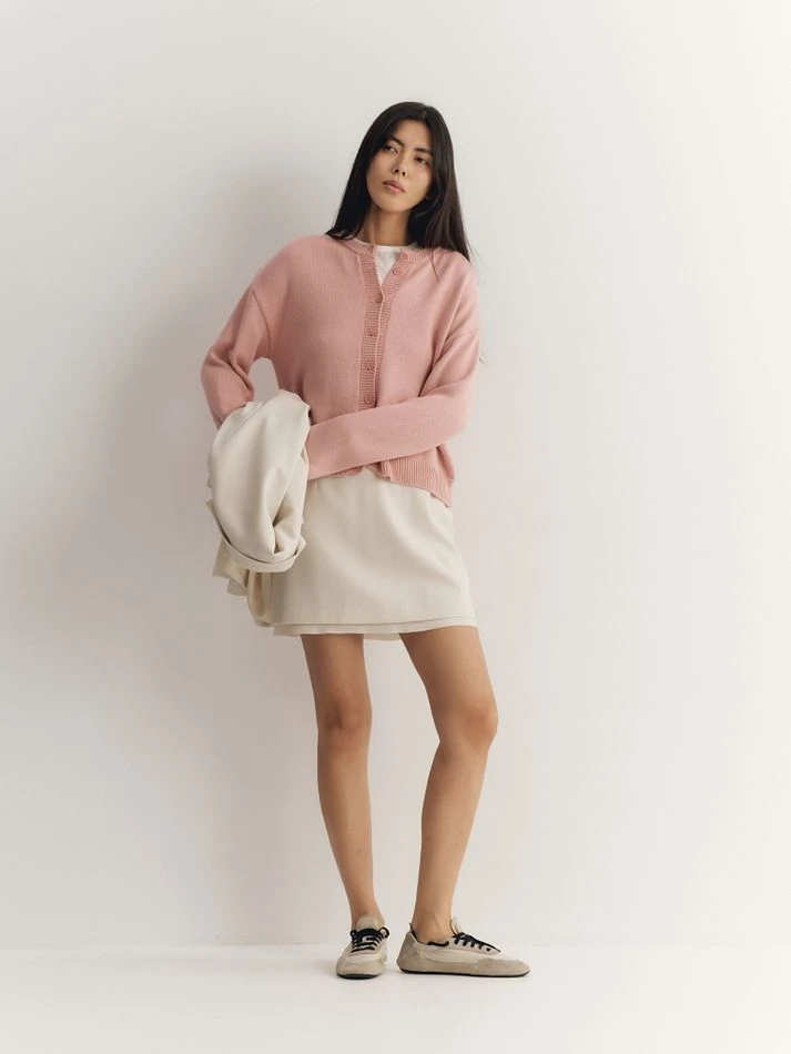 Юбка мини с необработанным краем, молочный